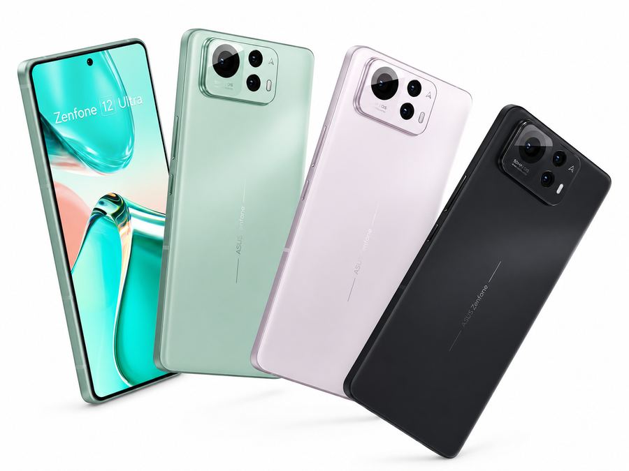 Teléfonos móviles nuevos en varios colores, vistos por delante y por detrás.
